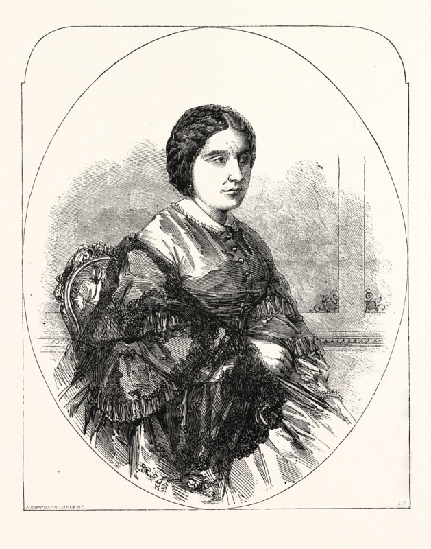 MADAME MIOLAN-CARVALHO, OF THE ROYAL ITALIAN OPERA, COVENT GARDEN, LONDON, UK. Marie Caroline Miolan-Carvalho, December 31, 1827, Marseille - July 10, 1895, Chateau-Puys, was a famed French operatic soprano, particularly associated with light lyric and coloratura roles.