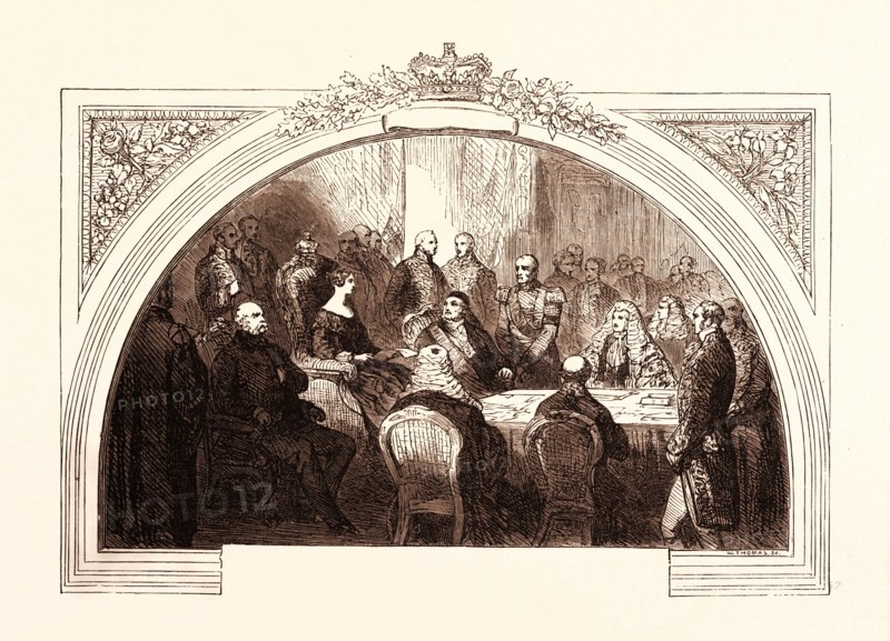 FIRST COUNCIL OF QUEEN VICTORIA, AT KENSINGTON PALACE, JUNE 20, 1837, UK, britain, british, europe, united kingdom, great britain, european