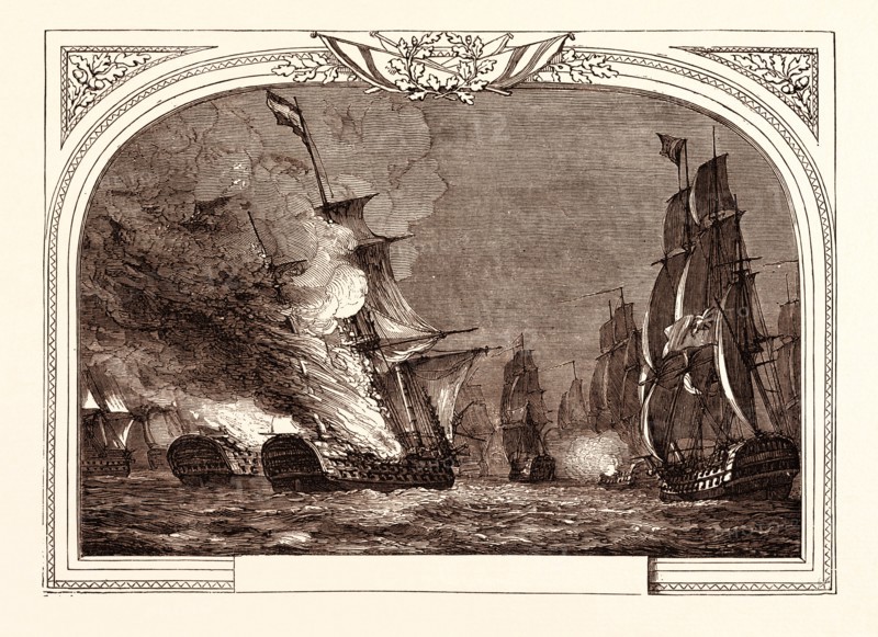 BATTLE OFF CABARELA POINT, (ADMIRAL SIR J. SAUMAREZ), JULY 12TH, 1801. DESTRUCTION OF THE REA CARLOS AND SAN HERMENEGILDO. James Saumarez, 1st Baron de Saumarez (1757  1836), admiral of the Royal Navy.