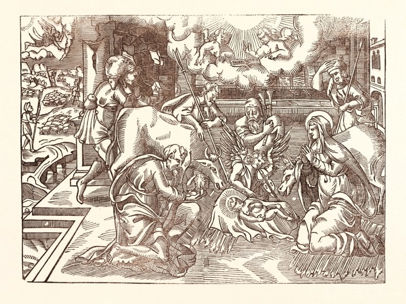 THE NATIVITY, FROM A SCARCE PRINT