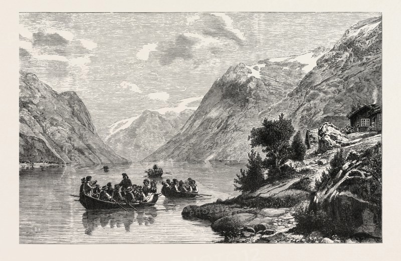THE RETURN FROM THE WEDDING, HARDANGER FJORD. Hardangerfjord in the county of Hordaland in Norway is the third largest fjord in the world and the second largest in Norway. The surrounding district is called Hardanger.