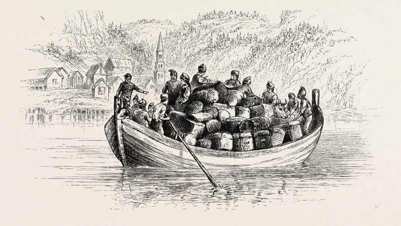 THE BOAT COMING OFF TO THE STEAMER