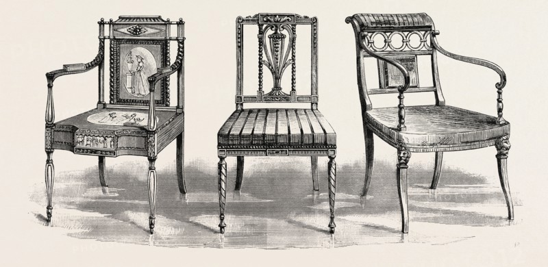 Chairs by Sheraton. 1793 1802. UK, britain, british, europe, united kingdom, great britain, european