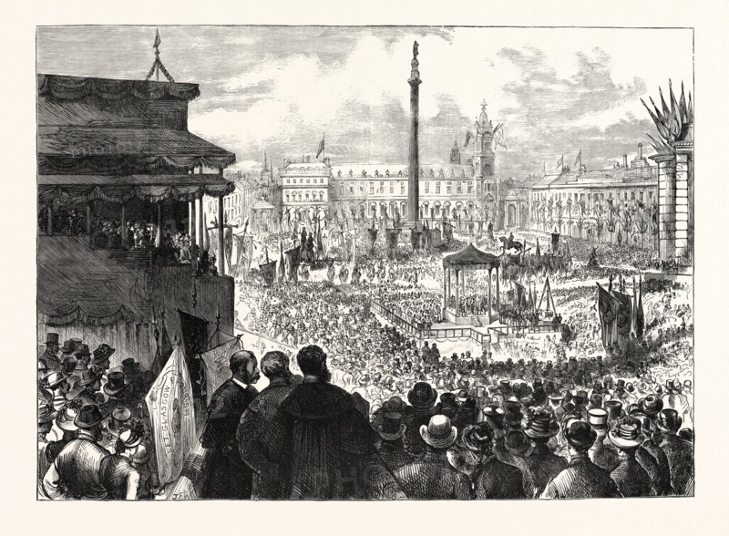LAYING THE FOUNDATION STONE OF THE NEW MUNICIPAL BUILDINGS, GLASGOW, UK, 1883