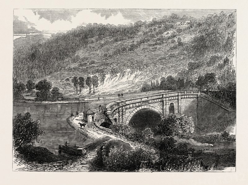 THE BRITISH ASSOCIATION AT BATH: AQUEDUCT OF THE KENNET AND AVON CANAL, AT LIMPLEY STOKE, NEAR BATH, UK, 1864