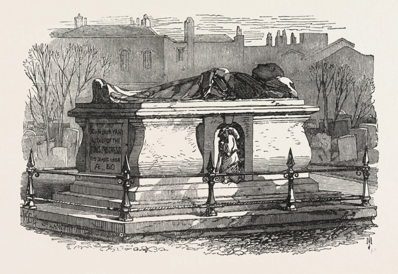 OLD TOMBS IN BUNHILL FIELDS CEMETERY: JOHN BUNYAN'S TOMB, 1869