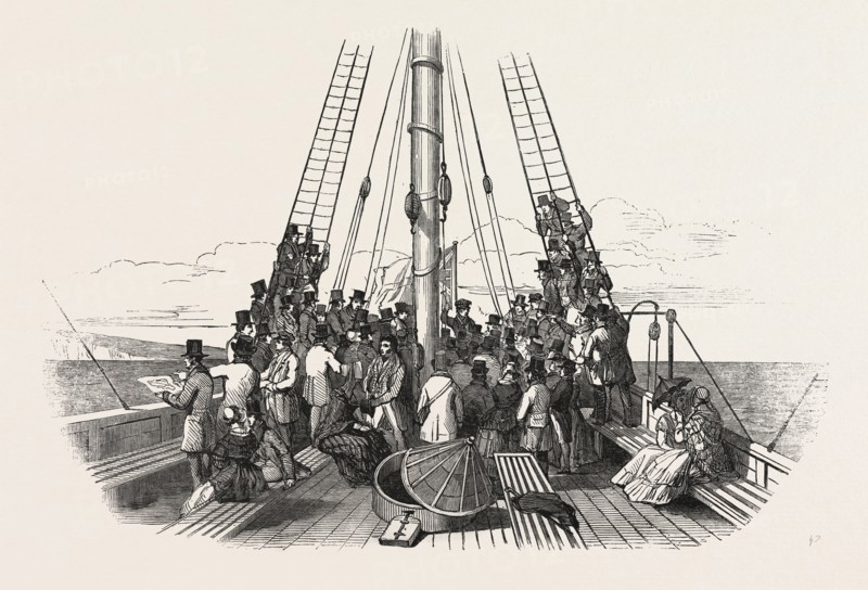 MEETING OF THE BRITISH ASSOCIATION AT SOUTHAMPTON: THE PRESIDENT'S GEOLOGICAL LECTURE ON BOARD THE "DE SAUMAREZ" STEAMER, WHITECLIFF BAY, ISLE OF WIGHT, 1846