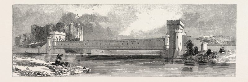 STEPHENSON'S IRON TUNNEL RAILWAY BRIDGE, CONWAY, 1846
