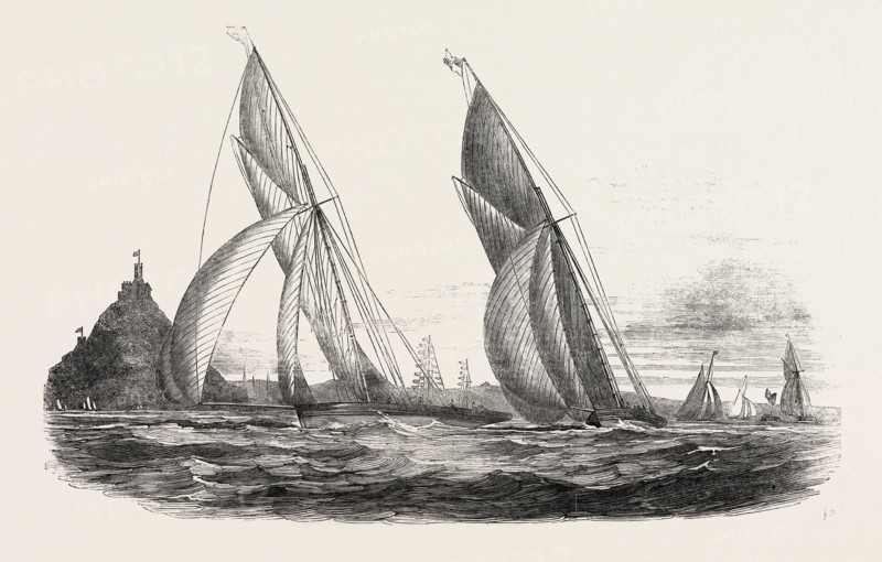ROYAL WESTERN YACHT CLUB, IN MOUNT'S BAY, "THE GRAND TURK," AND "THE LILY OF DEVON." DRAWN BY MR. N.M. CONDY. 1846