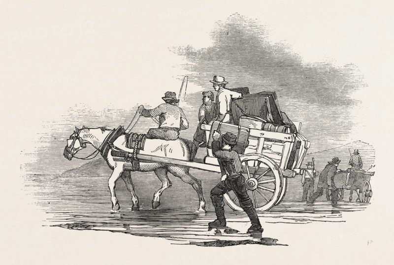 ARRYING PROPERTY FROM THE "GREAT BRITAIN" STEAMSHIP TO THE SHORE, 1846