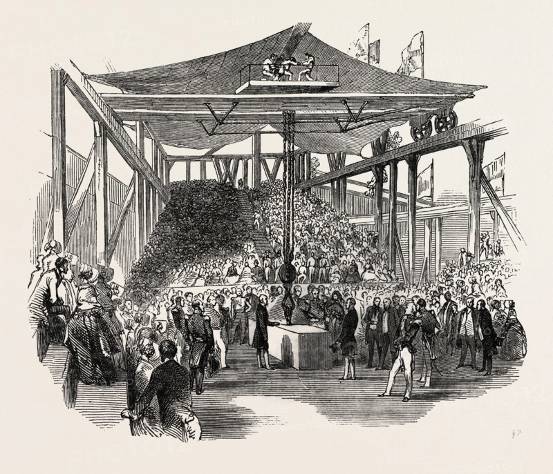 THE EARL OF AUCKLAND, (FIRST LORD OF THE ADMIRALTY,) LAYING THE FOUNDATION STONE OF THE NEW STEAM-YARD, MORICE-TOWN, 1846