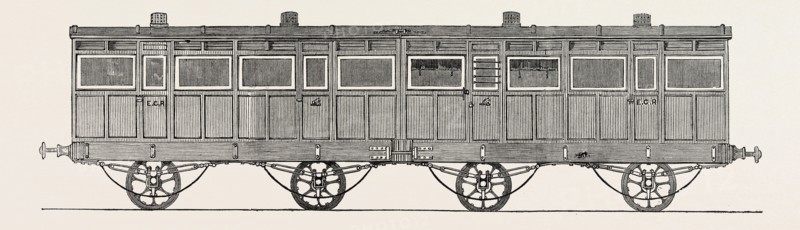 SIDE VIEW OF IMPROVED RAILWAY CARRIAGE, 1847
