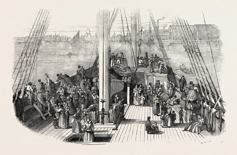 DECK OF THE "ARTEMISIA." EMIGRANTS ON BOARD. 1848