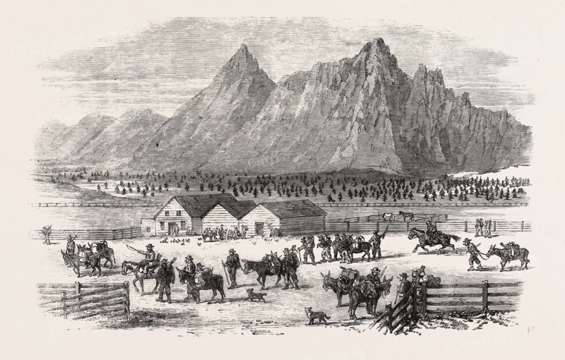 SKETCHES IN BRITISH COLUMBIA: SCENE AT THE FOUNTAIN NEAR PARSONVILLE, FRASER RIVER, 1864
