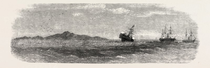 WRECK OF THE ROYAL MAIL STEAMSHIP "PARAMATTA" ON THE HORSESHOE REEF, NEAR ANAGADO, ONE OF THE WEST INDIA ISLANDS, 1859