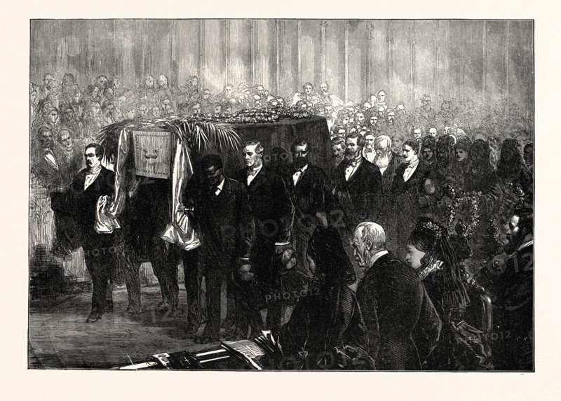 FUNERAL OF DR. LIVINGSTONE IN WESTMINSTER ABBEY, LONDON, UK, 1874