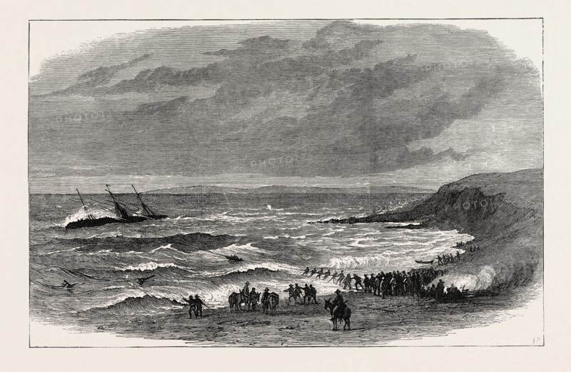 WRECK OF THE STEAMSHIP QUEEN ELIZABETH AT CALAPARRA, NEAR GIBRALTAR, 1874