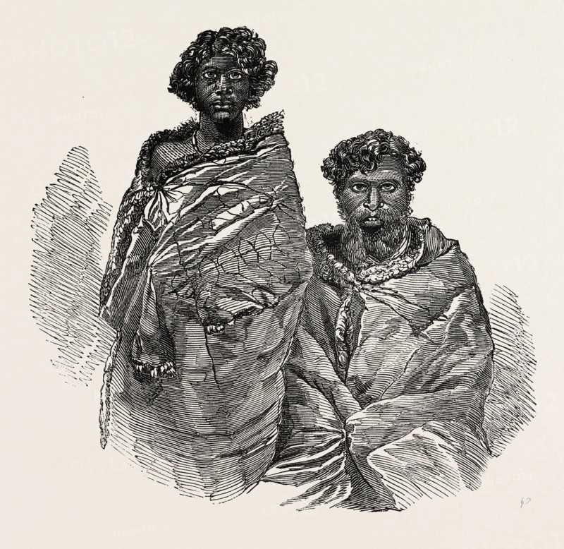 ABORIGINAL AUSTRALIANS. OLD AND YOUNG MAN. PORT PHILLIP, 1850
