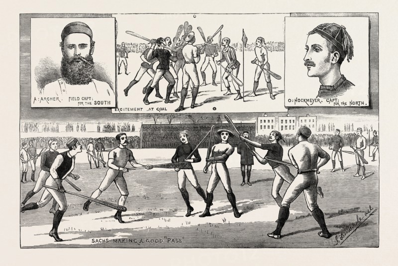 LA CROSSE MATCH, PLAYED LAST SATURDAY AT KENNINGTON OVAL, BY NORTH OF ENGLAND AGAINST SOUTH, 1883