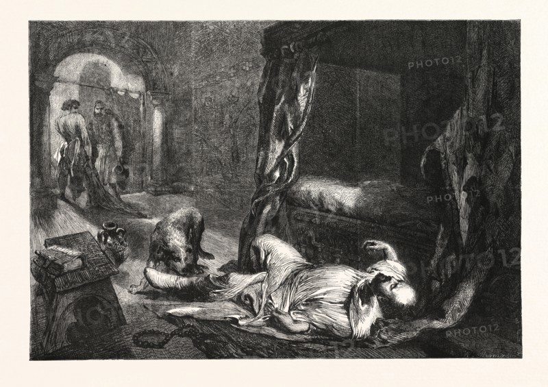 "THE DEATH OF WILLIAM THE CONQUEROR," DRAWN BY J. GILBERT, 1861