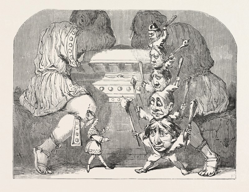 CHRISTMAS PANTOMIMES: SADLER'S WELLS. SCENE FROM THE PANTOMIME OF "HARLEQUIN AND THE YELLOW DWARF; OR, THE ENCHANTED ORANGE-TREE AND THE KING OF THE GOLDEN MINE." UK