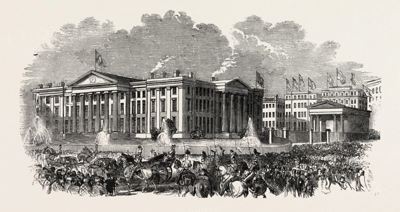THE ROYAL PROCESSION PASSING THE INFIRMARY AT MARCHESTER, UK, 1851