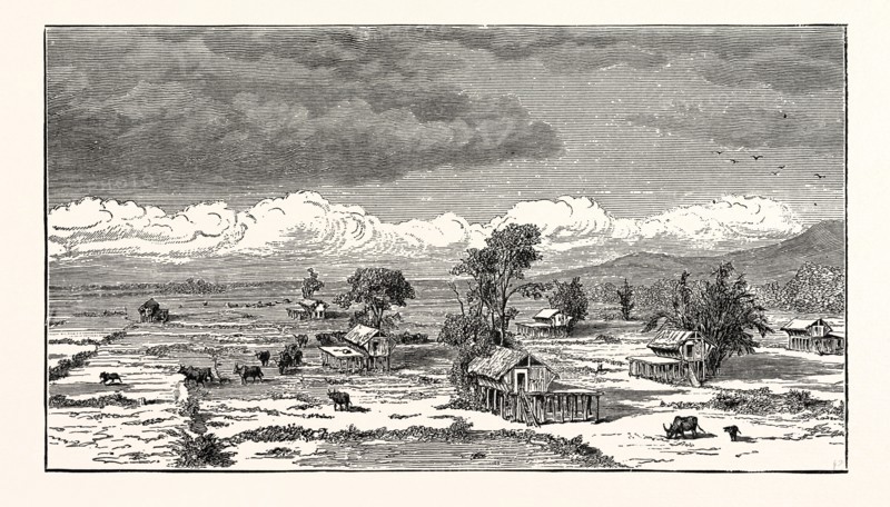 A VILLAGE IN THE INTERIOR OF LAOS.