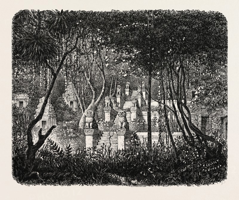 RUINS ON MOUNT BAKHENG, CAMBODIA.