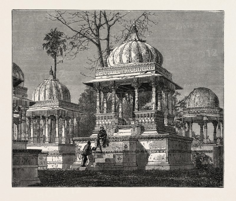 THE EXTERIOR OF THE CEMETERY OF MARA SATI, AT AHAR, NEAR OODEYPORE, INDIA