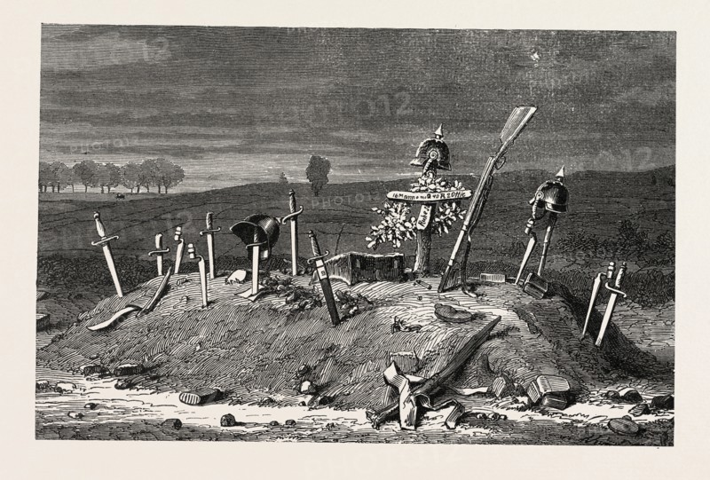 Franco-Prussian War: Soldier's grave on the Spicheren heights. Spicheren is a commune in the Moselle department in Lorraine in France.