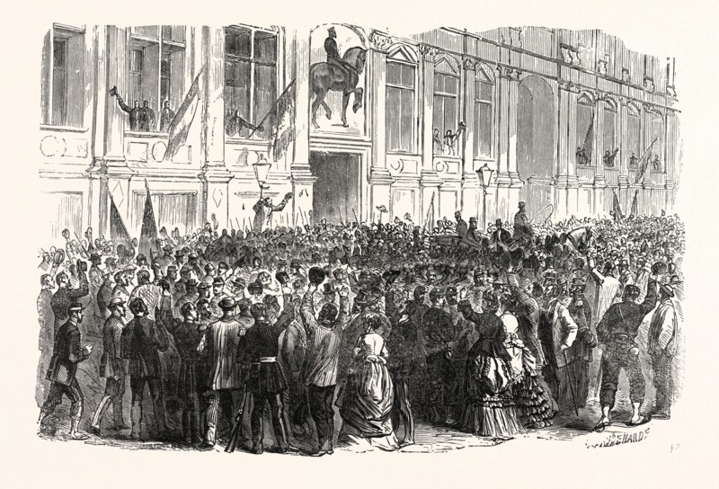 Franco-Prussian War: Proclamation of the Republic in front of the Hotel de Ville in Paris on 4 September 1870, France