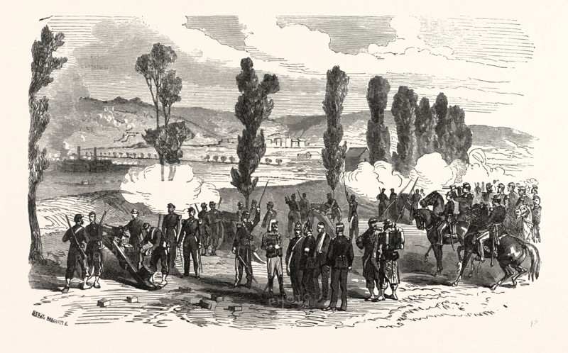 Franco-Prussian War: Napoleon and the Prince Imperial at the bombardment of Saarbrucken, France