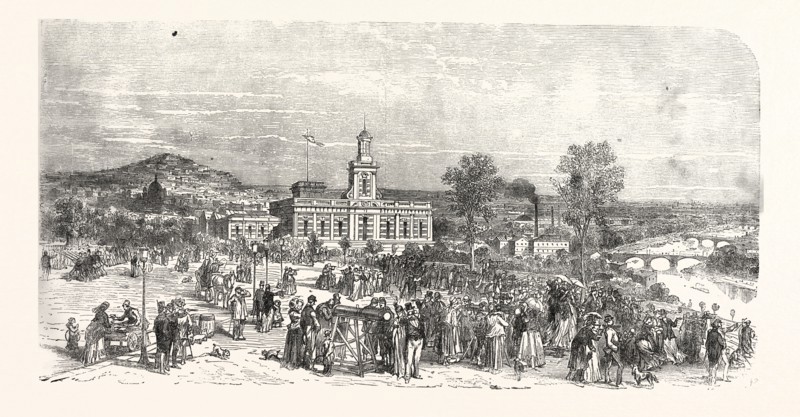 Franco-Prussian War: The new Paris Observatory. View of the Trocadero square during the battle at La Malmaison, France