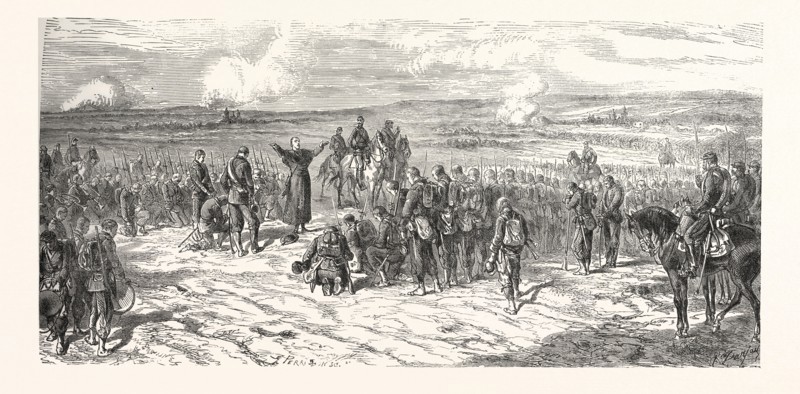Franco-Prussian War: The Charette troops before the battle in the Beauce in Vatay, France