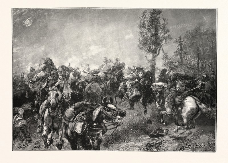Franco-Prussian War: Episode from the battle of Vionville. After the painting by Th Rocholl. France
