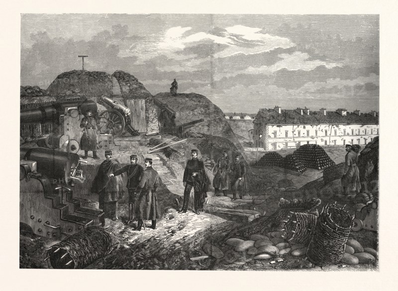 Franco-Prussian War: Inside view of Fort Nogent outside Paris after occupation by Wurttemberg troops