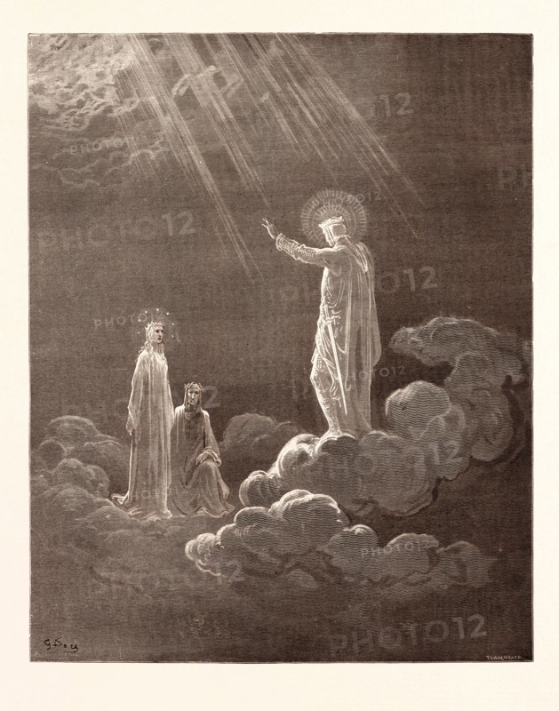 CHARLES MARTEL, BY Gustave Doré. Dore, 1832 - 1883, French. Engraving for The Divine Comedy, Divina Commedia, by Dante Alighieri. 1870, Art, Artist, romanticism, colour, color engraving.