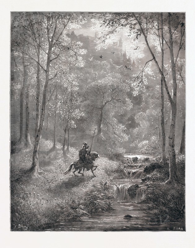 FAIRYLAND, BY Gustave Doré. Dore, 1832 - 1883, French. Engraving for Don Quixote by Cervantes. 1870, Art, Artist, romanticism, colour, color