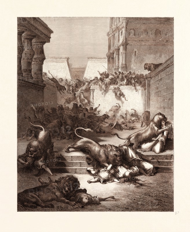 THE STRANGE NATIONS SLAIN BY THE LIONS OF SAMARIA, BY GUSTAVE DORE