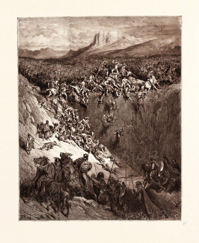 SAMSON DESTROYING THE PHILISTINES WITH THE JAWBONE OF AN ASS, BY GUSTAVE DORE