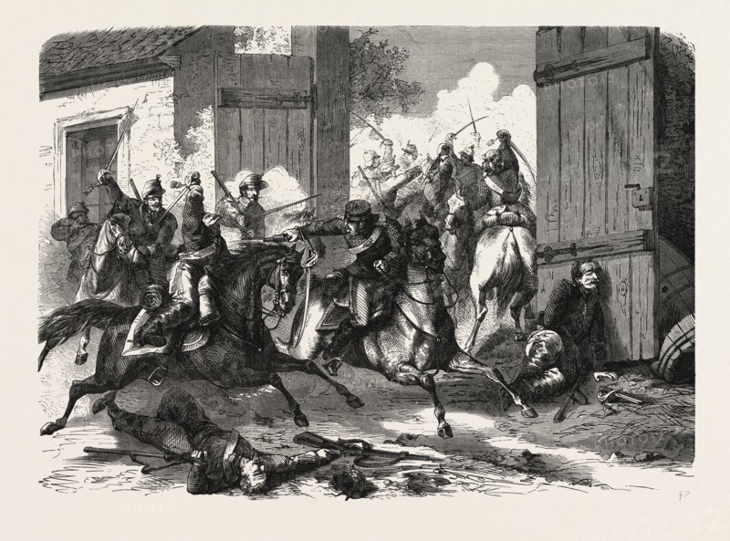 FRANCO-PRUSSIAN WAR: GERMAN CAVALRY ATTACKED BY THE FRENCH, AT NIEDERBRONN, 1870