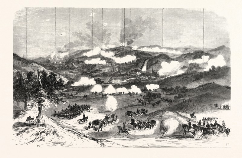 FRANCO-PRUSSIAN WAR: TROOPS 11th GERMAN CORPS,  GUNSTETT; SUPPORT OF GERMAN BATTERIES; COMBAT INFANTRY; MILL; Froesch; ARTILLERY OF GREMAN TROOPS; WORTH, FRENCH ARTILLERY; GERMAN TROOPS OF 5th CORPS, 1870