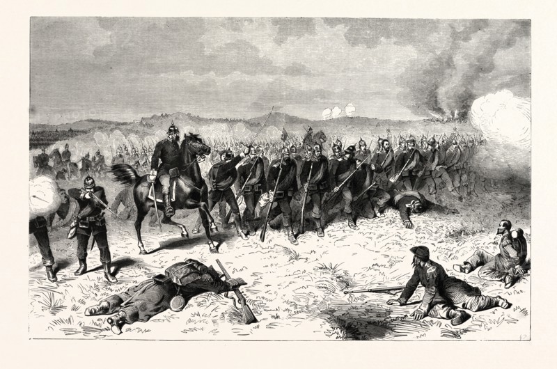 FRANCO-PRUSSIAN WAR: PRUSSIAN GUARD AT THE BATTLE OF SEDAN IN THE MORNING OF SEPTEMBER 1 1870