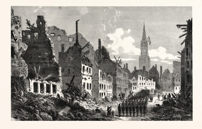 FRANCO-PRUSSIAN WAR:  RUE DES PIERRES, STRASBOURG, Sunday, Oct. 2, AFTER THE SURRENDER 1870