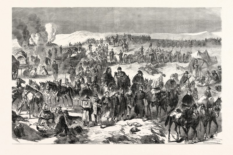 FRANCO-PRUSSIAN WAR: TROOPS BOURBAKI disarmed by SWISS NEAR LES VERRIERES THE February 2, 1871