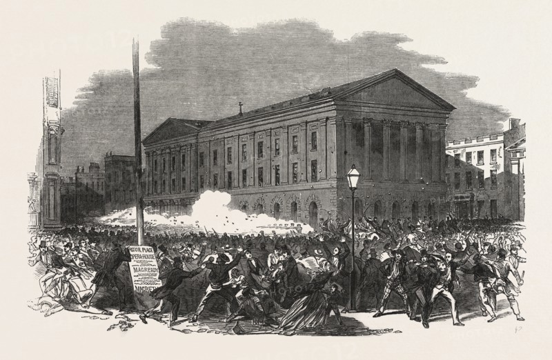 RIOT AT THE ASTOR PLACE OPERA-HOUSE, NEW YORK. UNITED STATES OF NEW YORK, 1849