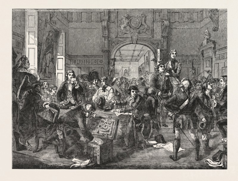 "DRAWING FOR THE MILITIA." PAINTED BY J. PHILLIP. EXHIBITION OF THE ROYAL ACADEMY