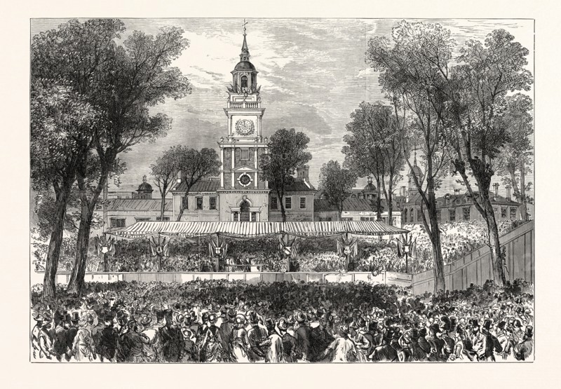 THE AMERICAN CENTENNIAL FESTIVAL: INDEPENDENCE HALL, PHILADELPHIA, ON THE FOURTH OF JULY, UNITED STATES OF AMERICA, 1876