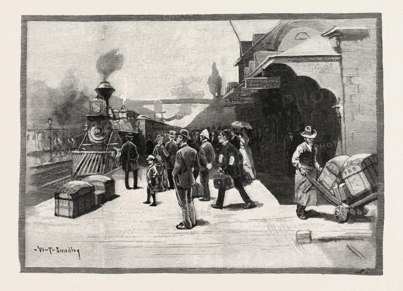 GREAT WESTERN RAILWAY STATION, HAMILTON, CANADA, NINETEENTH CENTURY ENGRAVING