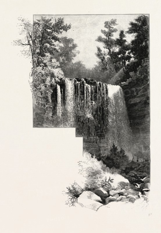 WEBSTER'S FALLS, CANADA, NINETEENTH CENTURY ENGRAVING
